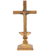ANTIQUE BRASS JESUS CHRIST CRUCIFIX CROSS STAND PIC-3