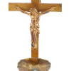 ANTIQUE BRASS JESUS CHRIST CRUCIFIX CROSS STAND PIC-5