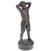 ANTIQUE BRONZE BOY SCULPTURE BY HENRYK KOSSOWSKI PIC-0