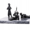 ANTIQUE RUSSIAN BRONZE COSSACK FIGURES ON A BASE PIC-0