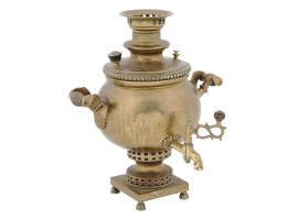 ANTIQUE RUSSIAN COPPER SAMOVAR WITH A TRAY