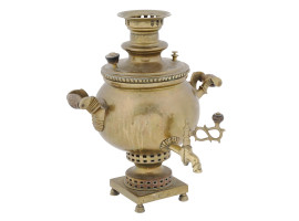 ANTIQUE RUSSIAN COPPER SAMOVAR WITH A TRAY