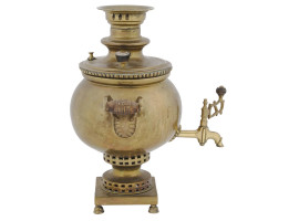 ANTIQUE RUSSIAN COPPER SAMOVAR WITH A TRAY