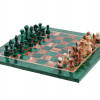 RUSSIAN HAND CARVED MALACHITE AND AGATE CHESS SET PIC-0