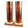 FRENCH WOODEN COLUMN STANDS WITH GARLAND INLAYS PIC-0