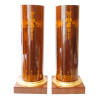 FRENCH WOODEN COLUMN STANDS WITH GARLAND INLAYS PIC-2