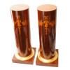 FRENCH WOODEN COLUMN STANDS WITH GARLAND INLAYS PIC-1