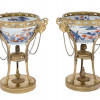 ANTIQUE FRENCH PORCELAIN GILT BRONZE TRIPOD VASES PIC-0