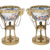 ANTIQUE FRENCH PORCELAIN GILT BRONZE TRIPOD VASES PIC-3