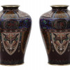 JAPANESE CLOISONNE ENAMEL AND LAPIS LAZULI VASES PIC-1