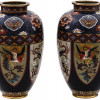 ANTIQUE JAPANESE MEIJI ERA CLOISONNE ENAMEL VASES PIC-1