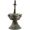 ANTIQUE ISLAMIC DOUBLE WICKED BRONZE OIL LAMP PIC-3