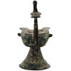 ANTIQUE ISLAMIC DOUBLE WICKED BRONZE OIL LAMP PIC-5