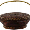 JAPANESE LACQUERED BAMBOO WICKER WEDDING BASKET PIC-1