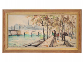 OIL ON CANVAS CITYSCAPE PAINTING BY MAIGRET 1962