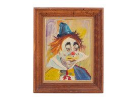 MIDCENT OIL PAINTING PORTRAIT OF CLOWN BY COLLIN