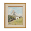SWISS ALPS MOUNTAIN LANDSCAPE WATERCOLOR PAINTING PIC-0