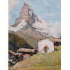 SWISS ALPS MOUNTAIN LANDSCAPE WATERCOLOR PAINTING PIC-1