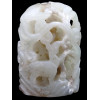 ANTIQUE MING DYNASTY CARVED WHITE JADE PENDANT PIC-0