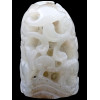 ANTIQUE MING DYNASTY CARVED WHITE JADE PENDANT PIC-2