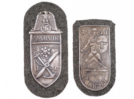 WWII GERMAN MILITARY NARVIK AND LORIENT SHIELDS