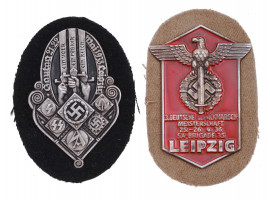 WWII GERMAN NAZI MILITARY PIN SHIELDS, 2 PIECES