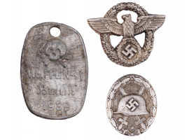 WWII NAZI GERMAN POLICE BADGES AND WAFFEN SS TAG