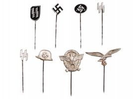 WWII NAZI GERMAN WAFFEN SS STICK PINS, 8 PCS