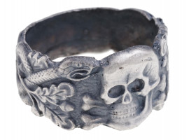 WWII GERMAN SS ANTIPARTISAN TOTENKOPF SILVER RING