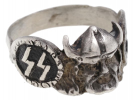 WWII GERMAN THIRD REICH SS 800 SILVER WIKING RING