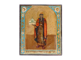 ANTIQUE RUSSIAN ORTHODOX ICON ST PRINCE VSEVOLOD