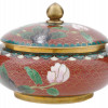 CHINESE COVERED CLOISONNE ENAMEL BRASS CANDY DISH PIC-1