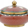 CHINESE COVERED CLOISONNE ENAMEL BRASS CANDY DISH PIC-2