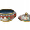 CHINESE COVERED CLOISONNE ENAMEL BRASS CANDY DISH PIC-3