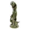 BRONZE SCULPTURE CHILD AND DUCK BY EDWARD BERGE PIC-0