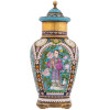 LARGE RUSSIAN SILVER CLOISONNE ENAMEL TEA CADDY PIC-1