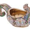 RUSSIAN 84 GILT SILVER AND CLOISONNE ENAMEL KOVSH PIC-0