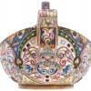 RUSSIAN 84 GILT SILVER AND CLOISONNE ENAMEL KOVSH PIC-4