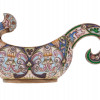 RUSSIAN 84 GILT SILVER AND CLOISONNE ENAMEL KOVSH PIC-3