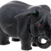RUSSIAN CARVED NEPHRITE JADE RUBY ELEPHANT FIGURE PIC-0