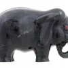 RUSSIAN CARVED NEPHRITE JADE RUBY ELEPHANT FIGURE PIC-1