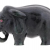 RUSSIAN CARVED NEPHRITE JADE RUBY ELEPHANT FIGURE PIC-3