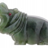 RUSSIAN CARVED NEPHRITE JADE RUBY HIPPO FIGURINE PIC-1