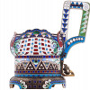 RUSSIAN 88 SILVER ENAMEL KOVSH FORM GLASS HOLDER PIC-3