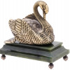 RUSSIAN SILVER CARVED NEPHRITE FIGURINE OF SWAN PIC-0