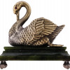 RUSSIAN SILVER CARVED NEPHRITE FIGURINE OF SWAN PIC-1