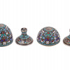 RUSSIAN GILT SILVER ENAMEL EGG CUPS PIC-3