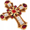 JAY STRONGWATER RED CRYSTAL CROSS BROOCH PENDANT PIC-0