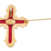 JAY STRONGWATER RED CRYSTAL CROSS BROOCH PENDANT PIC-3