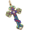 RUSSIAN GILT SILVER ENAMEL ORTHODOX CROSS PENDANT PIC-0